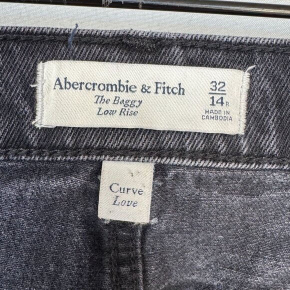 Abercrombie & Fitch Curve Love Baggy Low Rise Black Denim Straight Leg Jeans - Picture 11 of 12